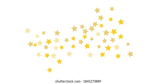 Star confetti. Golden casual confetti background. Bright design pattern. Vector white template with gold stars. Suitable for your design, cards, invitations, gift, vip. 