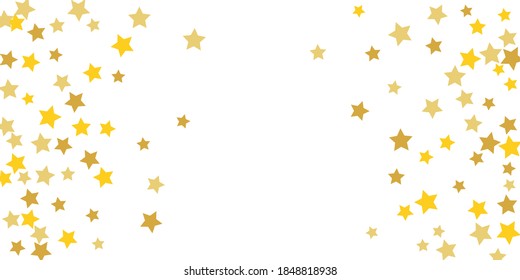Star confetti. Golden casual confetti background. Bright design pattern. Vector white template with gold stars. Suitable for your design, cards, invitations, gift, vip. 