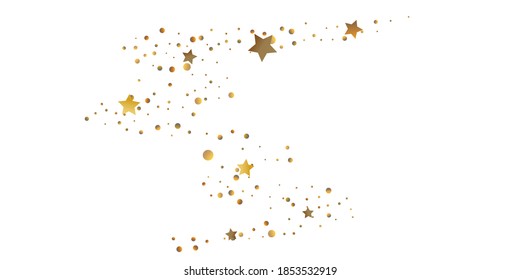 Star confetti. Golden casual confetti background. Bright design pattern. Vector  template with gold stars. Suitable for your design, cards, invitations, gift, vip. 