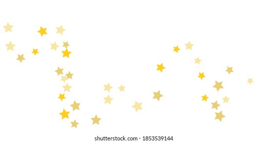 Star confetti. Golden casual confetti background. Bright design pattern. Vector white template with gold stars. Suitable for your design, cards, invitations, gift, vip. 