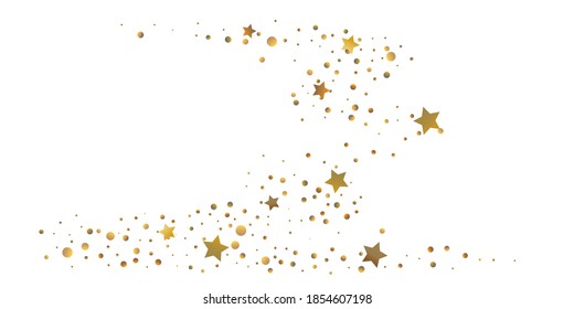 Star confetti. Golden casual confetti background. Bright design pattern. Vector  template with gold stars. Suitable for your design, cards, invitations, gift, vip. 