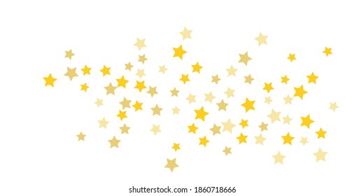 Star confetti. Golden casual confetti background. Bright design pattern. Vector white template with gold stars. Suitable for your design, cards, invitations, gift, vip. 