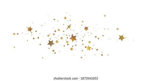 Star confetti. Golden casual confetti background. Bright design pattern. Vector  template with gold stars. Suitable for your design, cards, invitations, gift, vip. 