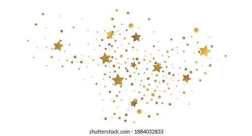 Star confetti. Golden casual confetti background. Bright design pattern. Vector  template with gold stars. Suitable for your design, cards, invitations, gift, vip. 