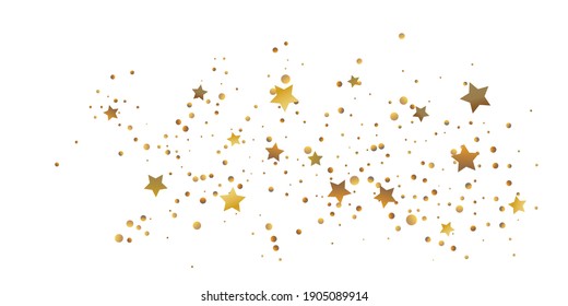 Star confetti. Golden casual confetti background. Bright design pattern. Vector  template with gold stars. Suitable for your design, cards, invitations, gift, vip. 