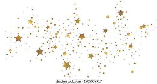 Star confetti. Golden casual confetti background. Bright design pattern. Vector  template with gold stars. Suitable for your design, cards, invitations, gift, vip. 