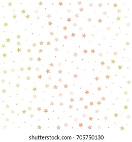 star confetti isolated on white, Decorative seamless pattern, magic shining Flying stars and glitter dots, cosmic background, Vector sparkle sky graphic design.