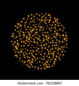 Star Confetti pattern. Starlight Night. Black background. Astral Design. Confetti Fall Chaotic Decor. Modern Creative Pattern. Gentle Gold Pattern for your project. Vector