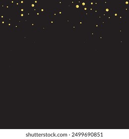 Star Confetti. Sequin Background. Christmas Party Frame. Vector Gold Glitter. Falling Particles on Floor. Isolated Flat Birthday Card. 
Golden Stars on White Backdrop.