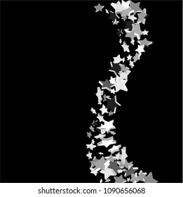 Star confetti. Silver casual confetti background.  Falling starry background. Bright design pattern. Suitable for your design, cards, invitations, gift, vip.