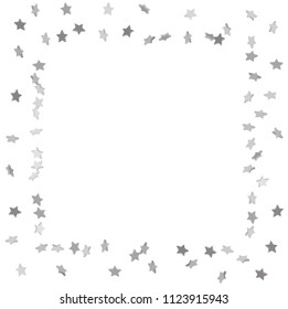 Star confetti. Silver casual confetti background.  Falling starry background. Bright design pattern. Suitable for your design, cards, invitations, gift, vip.