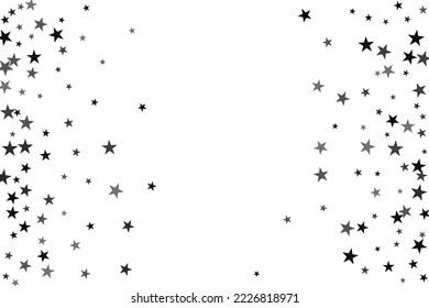 Star confetti. Silver casual confetti background. Bright design pattern.