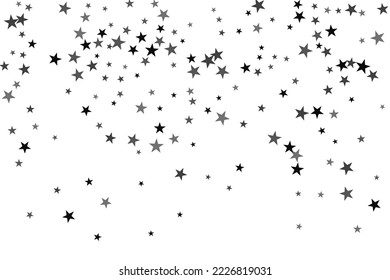 Star confetti. Silver casual confetti background. Bright design pattern.