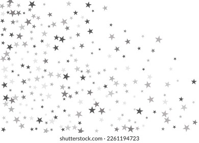 Star confetti. Silver casual confetti background. Bright design pattern.