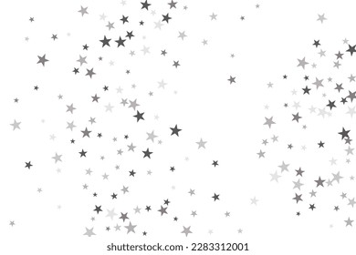 Star confetti. Silver casual confetti background. Bright design pattern.