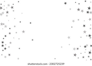 Confesti de estrella. Fondo de confeti casual plateado. Patrón de diseño brillante.