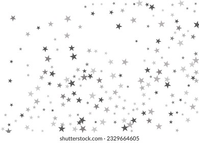 Star confetti. Silver casual confetti background. Bright design pattern.