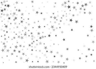 Star confetti. Silver casual confetti background. Bright design pattern.