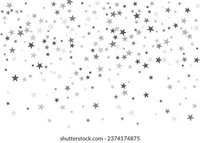 Star confetti. Silver casual confetti background. Bright design pattern.