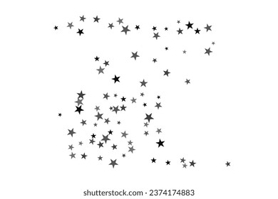 Confesti de estrella. Fondo de confeti casual plateado. Patrón de diseño brillante.