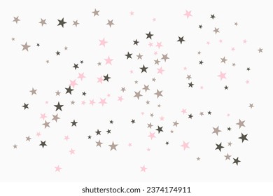 Star confetti. Silver casual confetti background. Bright design pattern.