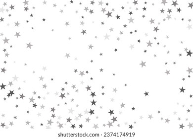 Star confetti. Silver casual confetti background. Bright design pattern.