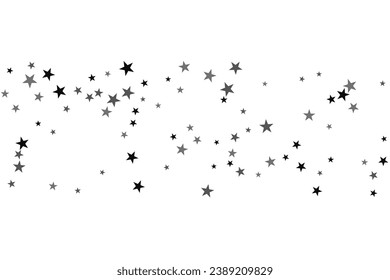 Star confetti. Silver casual confetti background. Bright design pattern.