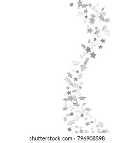 Star confetti. Silver casual confetti background.  Falling starry background. Bright design pattern. Suitable for your design, cards, invitations, gift, vip.