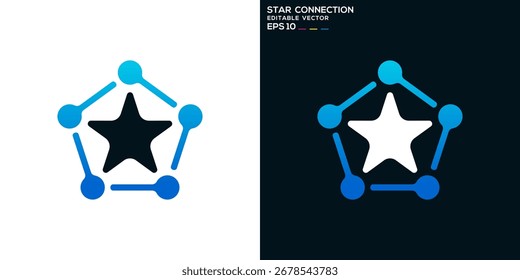 Logotipo de la conexión de la estrella. Internet, conectar, noche, espacio. Plantilla de ícono de Vector EPS 10.	
