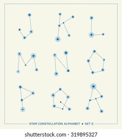 star constellation alphabet letters font set 1