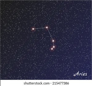 star constellation of aries on dark sky, vector