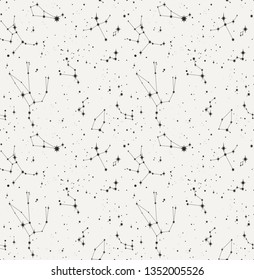 star constellation black and white seamless vector pattern