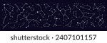 Star constellation border or backdrop. Night sky map pattern. Astronomy planetarium galaxy star constellation panorama or esoteric astrology zodiac celestial background, vector wallpaper or print