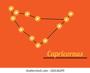 star constellation of capricornus on dark sky, vector
