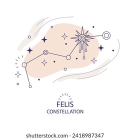 Star constellation Fellis vector illustration in trendy style. The Cat linear icon. Concept of astronomy. Magic astrology design. For astrology banner, tarot cards, fabric design, wrapping paper