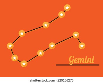 star constellation of gemini on dark sky, vector