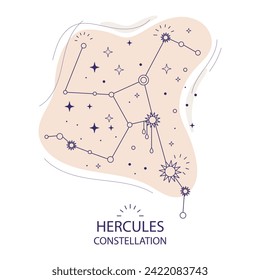Star constellation Hercules vector illustration in trendy style. Magic astronomy design. Esoteric boho background. For astrology banner, tarot cards, fabric design, wrapping paper