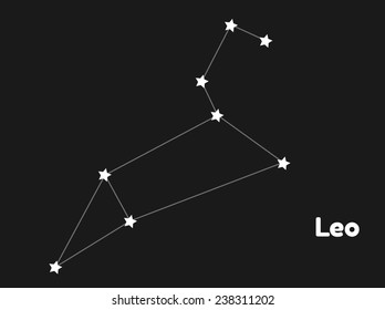 star constellation of leo on black background, vector