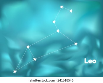 star constellation of leo on blue background, vector