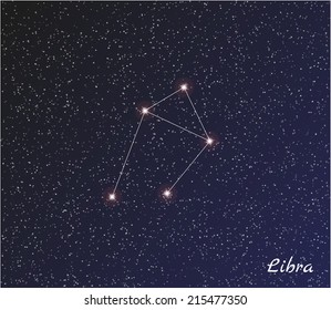 star constellation of libra on dark sky, vector