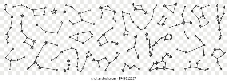 Star constellation on sky doodle set