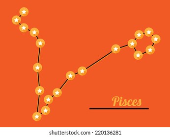 star constellation of pisces on dark sky, vector