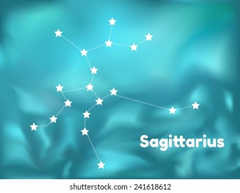 star constellation of sagittarius on blue background, vector