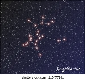 star constellation of sagittarius on dark sky, vector