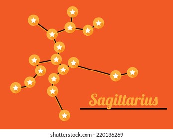 star constellation of sagittarius on dark sky, vector