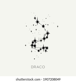 Star constellation space zodiac draco black white vector