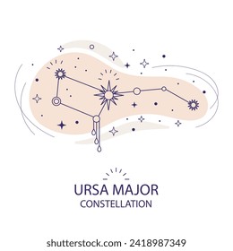 Star constellation Ursa Major vector illustration in trendy style. The Great Bear linear icon. Concept of astronomy. Magic astrology design. For astrology banner, tarot cards, fabric design, wrapping