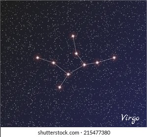 star constellation of virgo on dark sky, vector