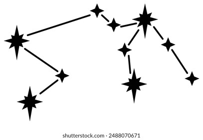 Star constellation zodiac aquarius black white vector. Aquarius zodiac constellation