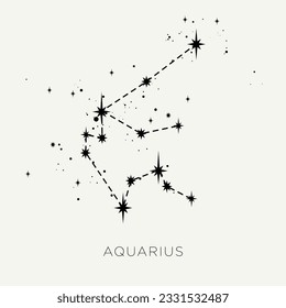 Star constellation zodiac aquarius line black white vector